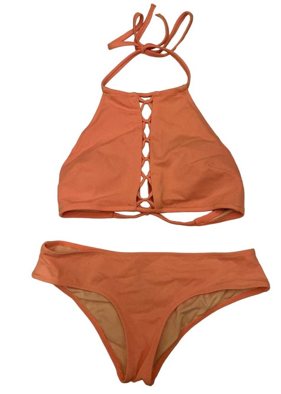 Victoria's Victoria Secret Bikini PINK Light Pink High Neck Halter Set XS - EUC